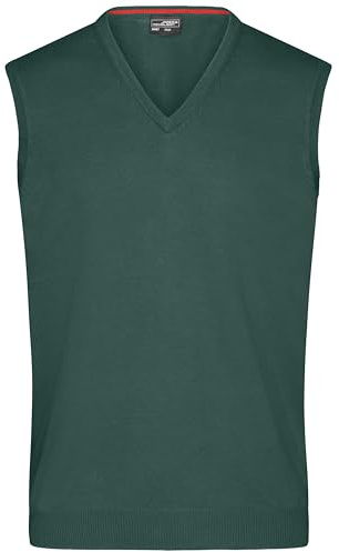 James & Nicholson Herren V-Pullunder - Klassisch geschnittener Pullunder aus hochwertiger Baumwolle | Farbe: forest-green | Grösse: L