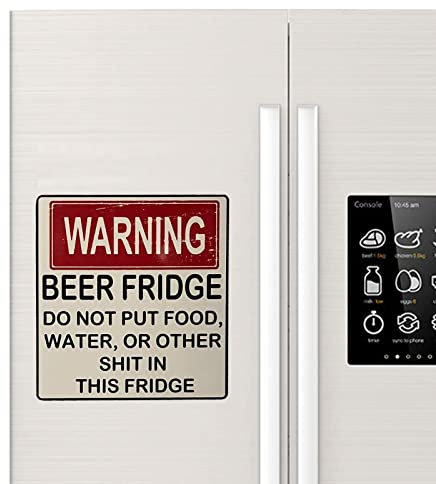 Beer Fridge Sign Magnet - Warning Magnet Stickers - Do Not Place Food Or Other Contaminants In This Fridge Brewery Decals for Men Car