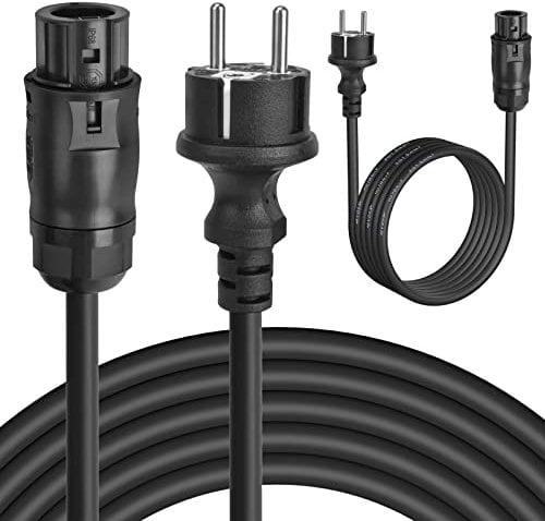 Elecoutek Solar Anschlusskabel 2M, Wechselrichter Kabel 3 x 1,5 mm² BC01 Buchse auf Schuko Stecker (IP44) Kabel, AC Verlängerungskabel für Mikrowechselrichter Balkonkraftwerk