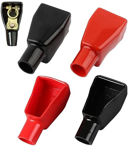 4 Pcs Battery Terminal Covers Large Battery Terminal Covers Rubber Battery Terminal Protection Cover, for Motorbike Car Truck Marine Boat Camper