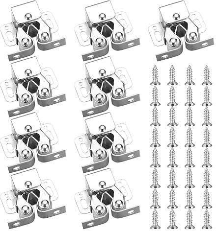 XhjzgcTech Cabinet Door Latches, 10 Pcs Cupboard Cabinet Door Double Roller Catch, Cupboard Closet Cabinet Doors Double Ball Roller Latches Catch Closer for Home Kitchen Cupboard Closet Door