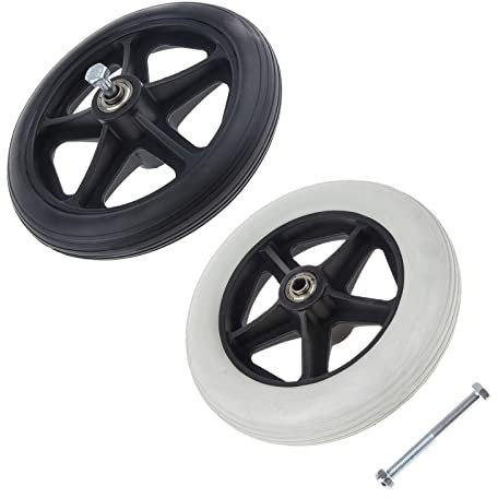 VetEur Beawheelchair Ersatzräder Für Frontor Mobility Scooter, Vollgummi-Rollatoren, Gehhilfen, Maximale Belastung 120 Kg, Räder Für Standardrollstühle, 2 Stück/Black/7Inch(17Cm)