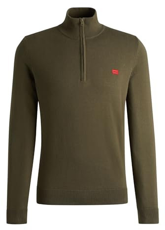 HUGO Men's San Quintus-C Knitted Sweater, Dark Beige257, M