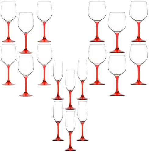 COSE DA CASA Calice in vetro rosso fluite champagne acqua vino Set 18 per tavola natalizia eleganti ottima idea regalo per natale