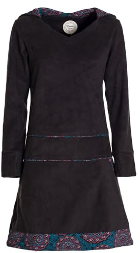 Vishes - Alternative Bekleidung - Extra warmes Winterkleid Damen Pullover-Kleid Sweatkleid Eco-Fleece schwarz 44