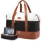 LOVEVOOK Reisetasche Damen, Weekender Damen Kliniktasche Geburt, Handgepäck Tasche Für Flugzeug, Sporttasche Garment Duffle Bag Travel Bag mit Schuhfach, Beige Braun Schwarz