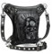 FiveloveTwo Punk Multifunktional Tactical Hip Bag Hüfttasche Beintasche Reisen Klettern Sport Radfahren Joggen Gürtelbefestigung Schenkel Wanderrucksäcke PU Leder Tasche (Skull)