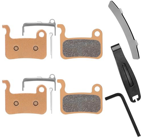 2 Paar Sintermetall Ebike Bike Bremsbeläge Kompatibel für Shimano Bremsbeläge Deore XT SLX Hone Alfine Saint LX M596 M595 XTR M975 M966 M965, Elektroroller MTB Fahrrad Scheibenbremsbeläge mit Werkzeug