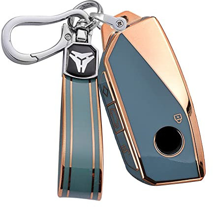 Ysbxitu 4 Tasten Schlüsselhülle Abdeckung mit weiches TPU passend für BMW Smart Key Shell Case Kompatibel mit BMW 2023 2024 2025 5/7 Serie X1 X5 X6 X7 IX IX3 I5 I7 XM M60 M5