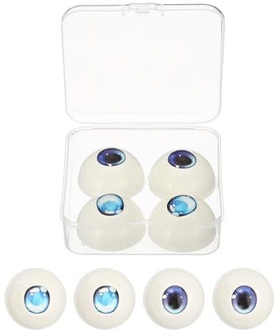 PATIKIL 32 mm Realistic Eyes Big Eyeballs, 2 Pair Acrylic Scary Half Round Fake Eyes Props for Halloween Party Horror Mask DIY Craft Decoration, Light Blue Dark Blue