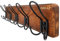 Dseap Garderobe - Stabil Vintage - Garderobenleiste Holz in Landhausstil, Rustikale Hakenleiste, Garderobenhaken Wand, Kleiderhaken mit 5 Draht-Haken Doppelt, J15A, Rustikales Braun