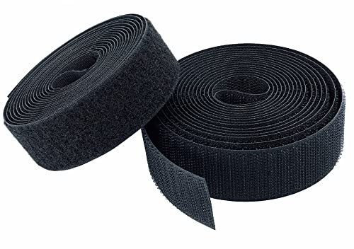 KLEBASTO Klettband zum nähen | SET Hakenband und Flauschband | Klettverschluss zum nähen | Hohe Verschlusskraft (Schwarz, 30mm x 3 m)