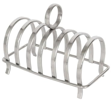 Argon Tableware Stainless Steel Toast Rack - 6 Slices - 1x Metal Kitchen Accessories Bread Slice Holder Stand Organiser Dish Tray with Handle