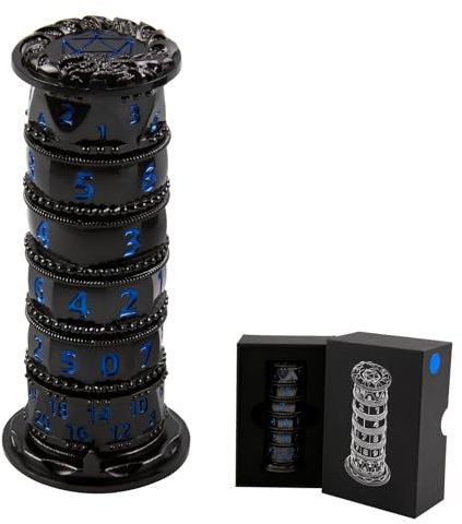 ORUZA 7-in-1 DND Würfel Set, Roulette Würfel Pagode für DND Würfel Set für D&D RPG MTG Warhammer 40K Sci-Fi, Krieg Thema Tabletop Spiele