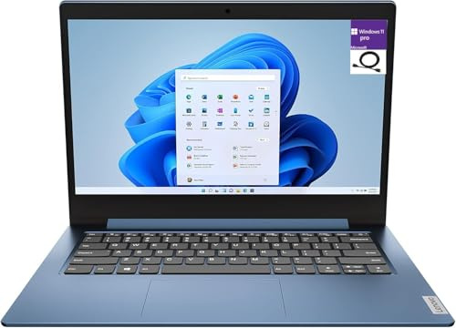 Lenovo IdeaPad 1 - Computer portatile FHD IPS da 14, processore Intel Celeron N4020, RAM da 4 GB, SSD da 512 GB, scheda grafica Intel UHD 600, WiFi, Bluetooth 4, webcam, HDMI, Windows 11 Pro, blu