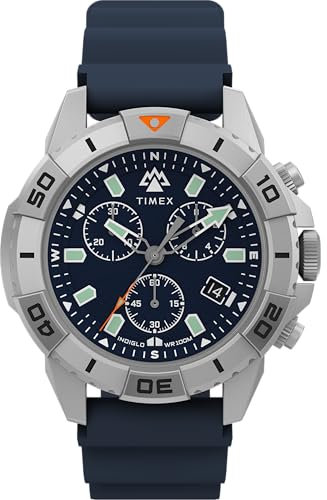 Timex Expedition North Herren-Armbanduhr, 42 mm, blaues Silikonarmband, blaues Zifferblatt, IP-Stahl-Gehäuse TW2Y06900