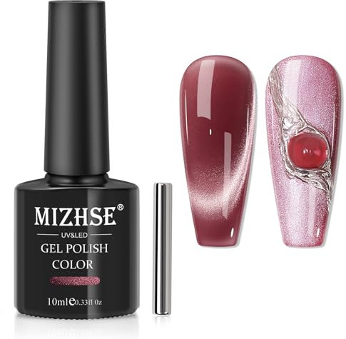 MIZHSE Cat Eye Gel Nail Polish Magnetic Holographic Snowlight Glitter Cateye Gel Polish Universal Cat Eye Nail Polish Soak Off UV/LED Gels