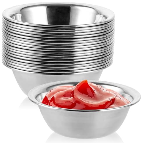YOUNTHYE Lot De 20 Bols En Acier Inoxydable, 10 Cmbol Bol Inox, Bols En Métal, Bols À Collation, Petits Bols En Acier Inoxydable, Pour Sauces, Sushis, Épices, Collations