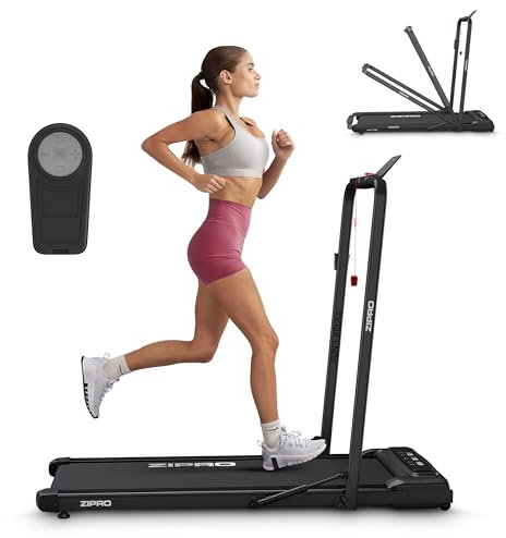 ZIPRO Newlite Laufband Klappbar, Walking Pad, Zwei Trainingsmodi, Faltbares FlatFold Design, Geschwindigkeit 1-10 km/h, Hohe Stabilität bis 110 kg, Easy Walk Dämpfung, Leiser Motor, LED-Display