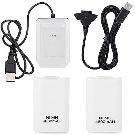 BigKing Batería recargable para Xbox 360, 4800 mAh, con cable de carga y estación de carga, batería de alta capacidad para mando Xbox 360, tiempo de reproducción prolongado y carga rápida