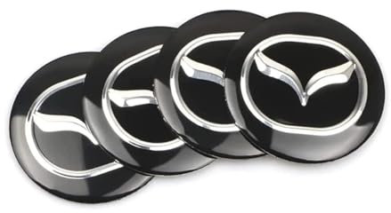 4 Stück 3D-Silikon-Aufkleber für Nabenkappen für Mazda MX-5 III Roadster, Auto Radmitte Felgenabdeckung Styling ZubehöR with Logo,60MM