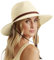 DRESHOW Women Straw Panama Hat Fedora Adjustable Summer Wide Brim Beach Sun Hat with Wind Lanyard UPF 50+