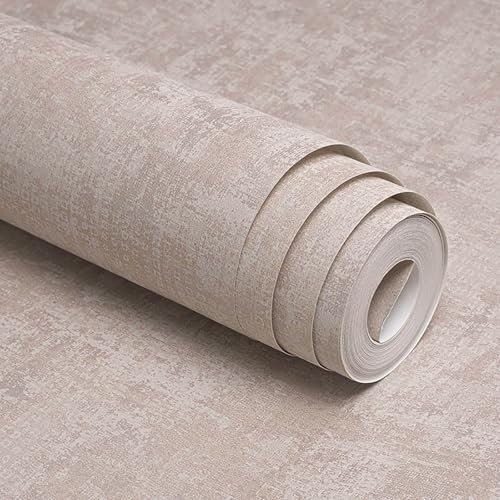 Trafagala Dusky Pink Concrete Wallpaper Shabby Chic Wallpaper Industrial Textured for Living Room Bedroom Fireplace Decorative Wall Paper Roll with Distressed Pattern Silver Glitter Metallic Detailing