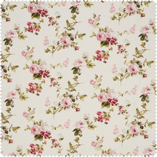 VBS Tissu à motifs aspect lin roses 140cm de large Tissus au mètre imprimé d'un côté