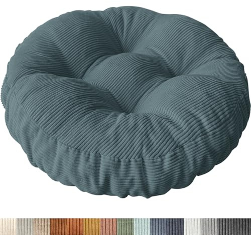 PHUSTJKL Sitzkissen Rund, 30x30 cm rutschfest Waschbare Sitzpolster Bequemes Stuhlkissen 6 cm Dick Waschbare Cordstoff Stuhlauflage, für Indoor Küchen Garden Holzstühle