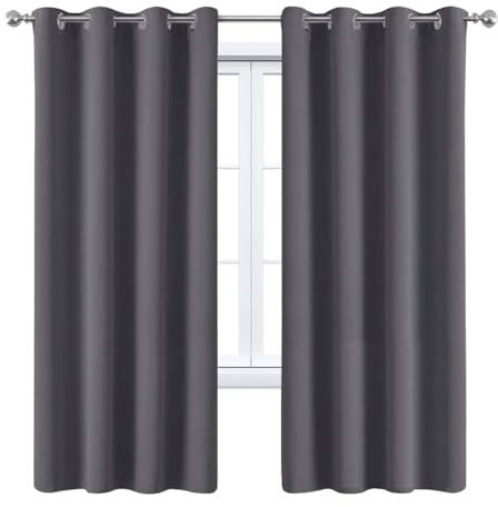 HANGEENGS 1 Stück Vorhang Blickdicht Gardinen Schlafzimmer Mit Ösen,Verdunkelungsvorhänge Thermovorhang Kälteschutz Hitzeschutz Für Wohnzimmer Schlafzimmer,Grey,100x180 cm(BxH)