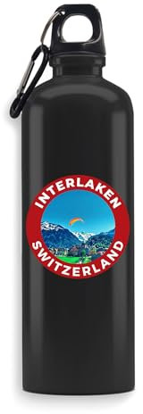 Interlaken - Borraccia da viaggio con emblema della Svizzera, borraccia da viaggio, per sport all'aria aperta