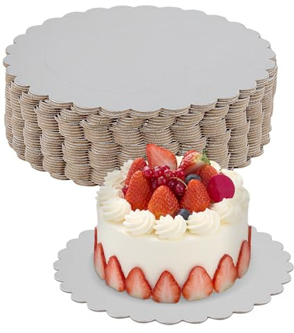 SYUTBOU 30 Stück Tortenunterlagen 20cm Silber, Tortenplatte Pappe,2 mm Dick Runde Karton Kuchenplatten Cake Board für Torten, Gebäck