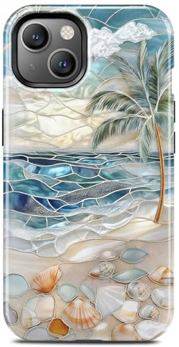 TAMUEL for iPhone 14 Plus Case, Beach Ocean Seashell Summer Tropical Phone Case, Compatible with Magsafe, Trendy Aesthetic Magnetic Slim Silicone Shockproof Protective Women Girl Cover