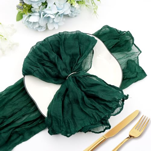24 Stück Mullservietten 50 x 50 cm stoffservietten grün, Gaze Käsetuch Servietten aus Baumwolle, Boho Vintage Stoffservietten weich & wiederverwendbar für Hochzeit, Taufe, Party, Tischdekoration
