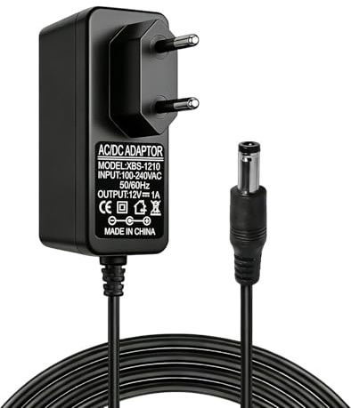 Adaptador de Corriente 12V 1A 12W AC/DC Universal 5.5×2.5mm | Cable 1M incluido, Entrada 100-240V, Salida estable, Protección segura, Compatible con LED, CCTV y equipos electrónicos