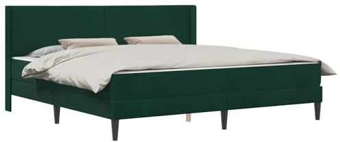 vidaXL Bettrahmen mit Matratze Dunkelgrün 200 x 200 cm Samt, Modernes Schlafzimmermöbel, Rechteckiges Bettgestell, Moderner Samt, Komfortable plüschige Matratze, Elegantes Design