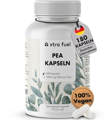 PEA Kapseln – 180 Kapseln hochdosiert - mikronisiertes Palmitoylethanolamid | 1200 mg pro Tagesdosis – vegan & laborgeprüft - 100% reines PEA
