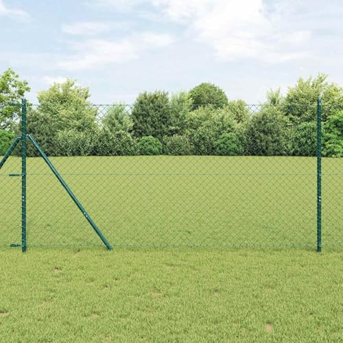 Clôture en treillis métallique vert 10 x 1 m acier résistant aux intempéries pour jardin terrasse extérieur durable et facile à installer avec maille 60 x 60 mm