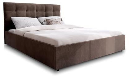 Masseno Polsterbett APE 120x200 cm, Doppelbett, Bettkasten, Stauraum, Lattenrost Und Kopfteil - Braun, Cosmic 800