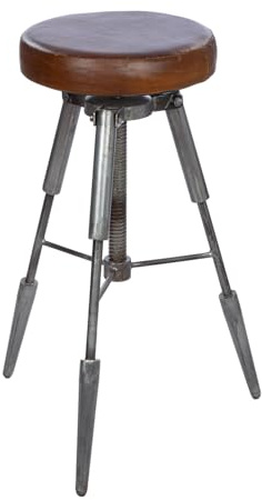 GILDE Trionik Hocker-Eisen - antikfinish - rund - Muster - grau - Höhe 65cm x Ø 40cm - Barhocker