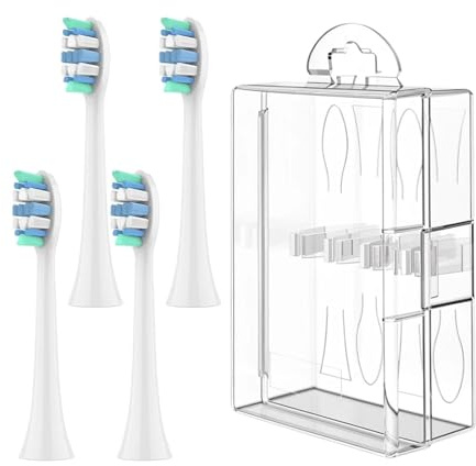 1 X Weiche Ersatzbürstenköpfe Mit Transparenten Reise-Aufbewahrungsbehältern, Kompatibel Mit Elektrischen Zahnbürsten Von Sonicare(4xWhite-1xClear)