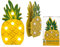 OOTB 220367, Gelbe Holz-Ananas Leuchte, Holz, Warmweiß, 10 x 4.5 x 20 cm