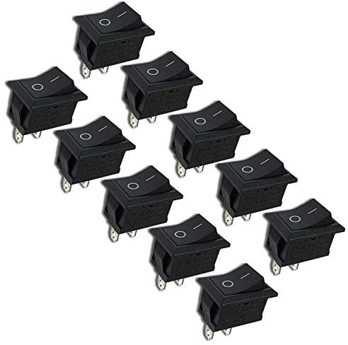 VUNIVERSUM 10 Stück Premium EIN Aus Einbau Kippschalter Wippschalter Schalter On Off DIY AC 250V 220V 6A 2Pin Schwarz