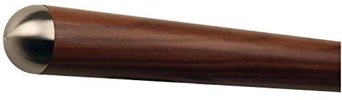TIBU Ami Nussbaum Holz Handlauf Geländer 30-500 cm Wandhandlauf Wand Treppe ohne Halter, Länge: 1800 mm / 180 cm / 1,8 m und Enden: halbrunde Edelstahlkappe
