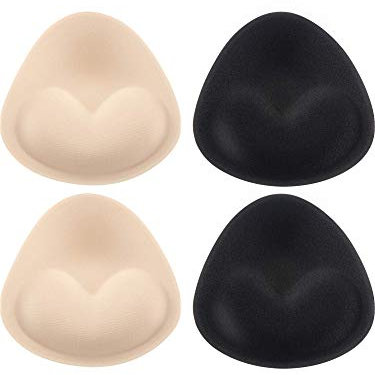 VIVIIHOO 4 Paia di Reggiseni Reggiseni Bikini Push-up Staccabili, Inserti per Aumentare Il Seno, Cuscinetti triangolari in Schiuma, Beige e Nero