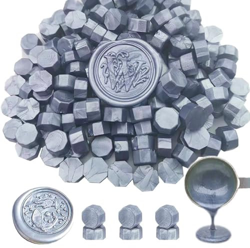 ANBOSE Siegelwachsperlen, 300 Stück, achteckig, Silber, Siegelwachsperlen, Siegelwachsperlen für Siegelwachs, Buchstaben