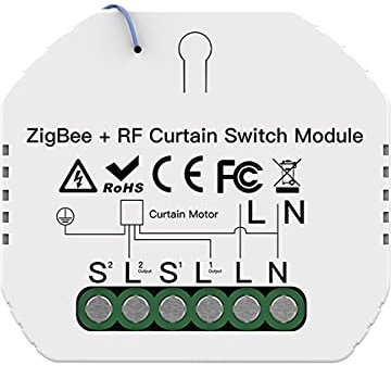 LEDLUX ZigBee Modul für Rollläden, 3 in 1 mit Kippschalter + Fernbedienung RF 433 + ZigBee, manuell bedienbar, Metallgehäuse, Wandmontage, 220V, 2A, 440W, kompatibel mit Alexa und Google Home
