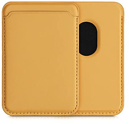kwmobile Porta Carte Smartphone compatibile con Apple iPhone 15/14 / 13/12 Series - Portacarte Magnetico Pelle PU - Comaptibile con Magsafe - giallo