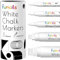 Funcils 5 White Chalkboard Chalk Markers - White Dry Erase Marker for Blackboard, Chalkboard Signs, Windows, Glass | Variety pack - Fine & Jumbo Size Ink Pens (1mm, 3mm, 6mm, 10mm, 15mm)