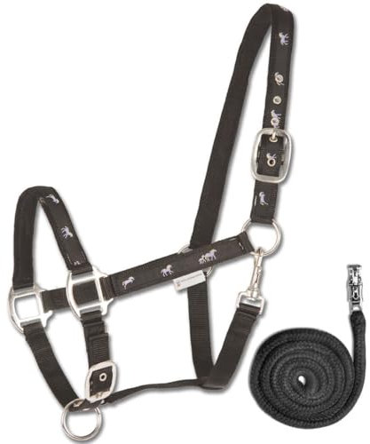 WALDHAUSEN Pferdchen Halfter im Set mit passendem Strick Größe: WB Farbe: schwarz